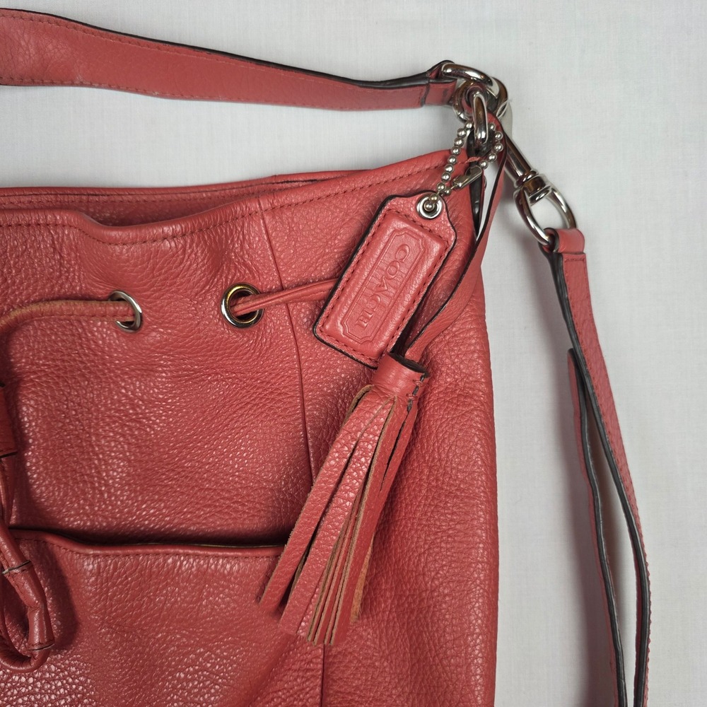 Coach Park Metro F27003 Bucket Bag Women Large Coral Pink Pebbled Leather - Picture 3 of 9